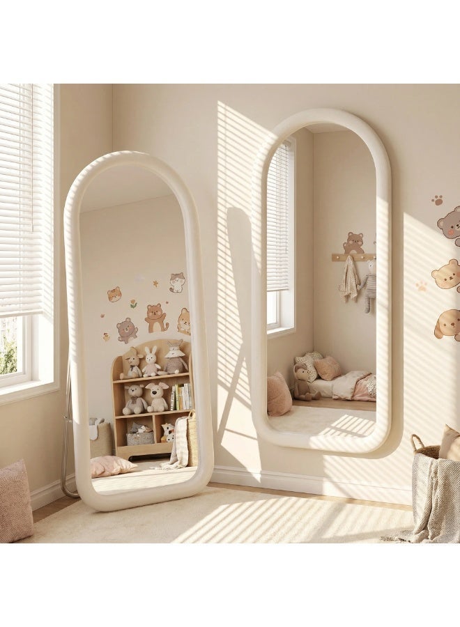 Bluejw Soft Edges Arched Full Length Mirror Floor Mirrors with Rounder Corner Free-Standing Wall-Mounted Large Bedroom Dressing Mirror Full Body Mirror Standing Mirror Wall Mounted Mirror Makeup Mirror for Living Room for Girls Bedroom Decor Trendy Makeup Durable High Quality Design - Image 5